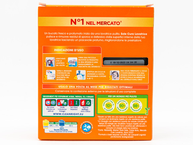 Sole Cura Lavatrice Due Dosi Agrumi Retro